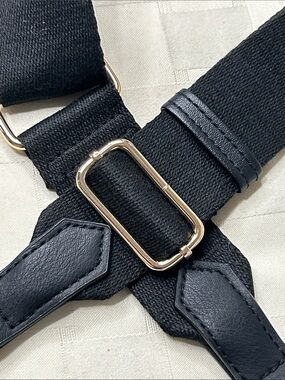Black Wide Adjustable Strap with Gold Hardware